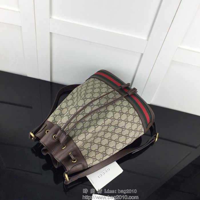 GUCCI古馳 新款 專櫃品質 原單 540457啡膠啡皮 桶包 時尚肩背包HY1379